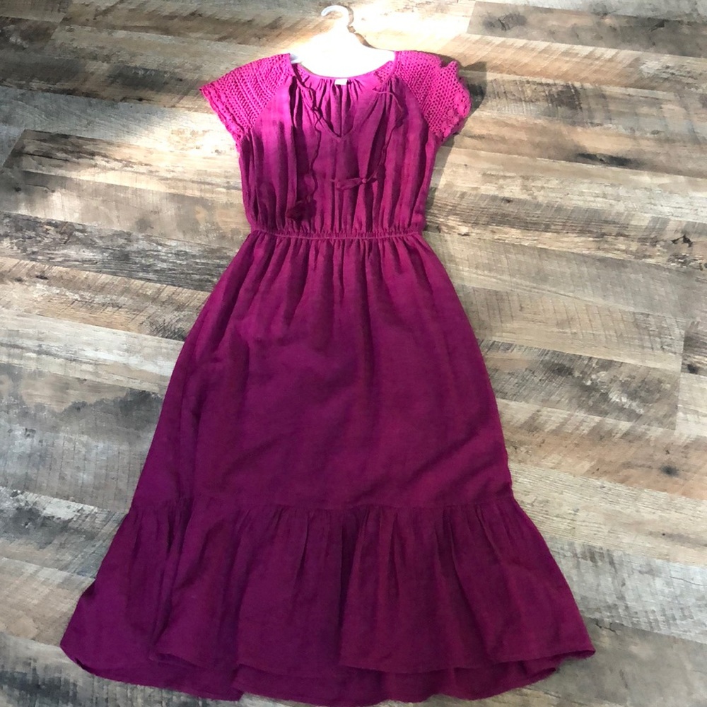 Old Navy Cottage-core Dress in Fuchsia